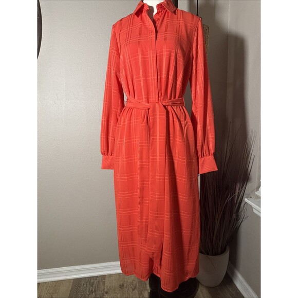 Calvin Klein Dresses & Skirts - Calvin Klein Orange Shirt Dress Long Sleeve Lined Belted Size 2 NWT ($179)